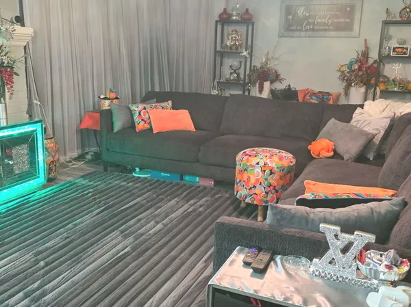 a living room with furniture