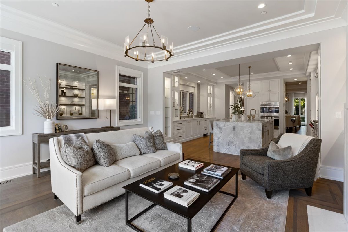 2138 North Seminary Avenue Chicago, IL 60614 - Photo 24 of 76 a living room with furniture and a chandelier