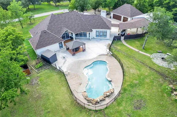 an aerial view of a house