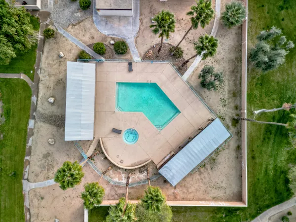 an aerial view of a house having yard