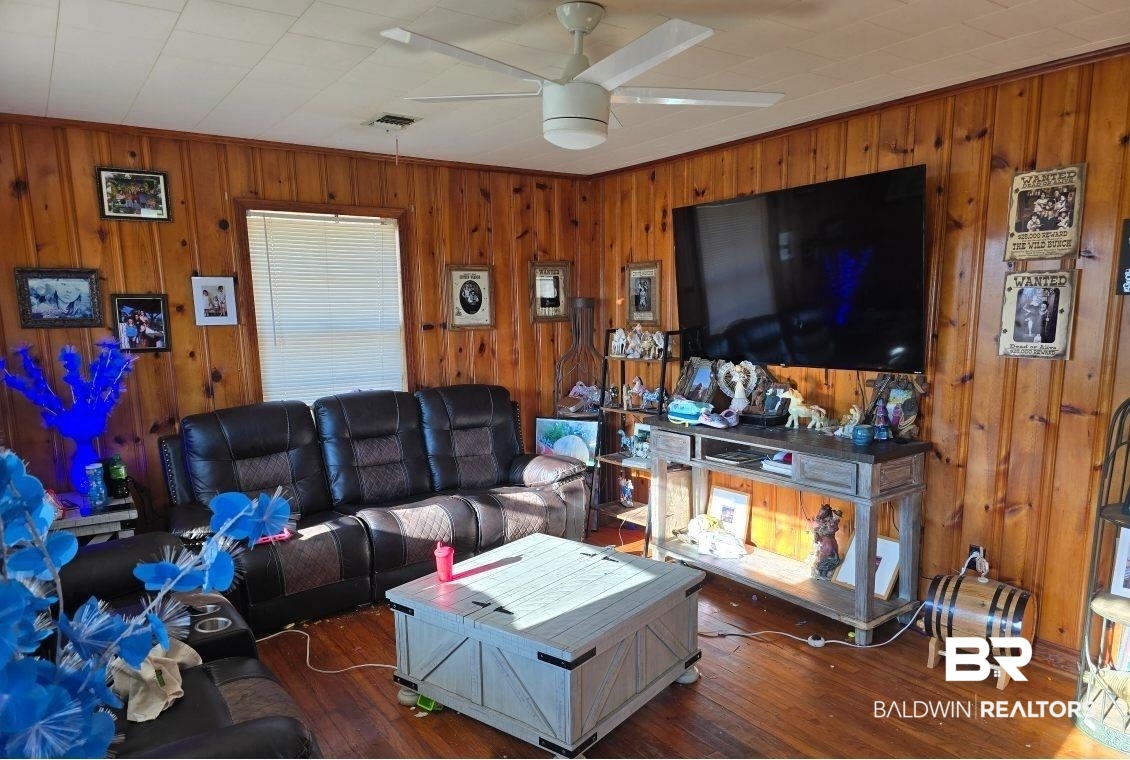 44244 Highway 31 Brewton, AL 36426 - Photo 5 of 6 Living room featuring dark wood-type flooring and ceiling fan