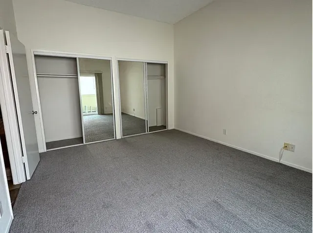 an empty room with a door