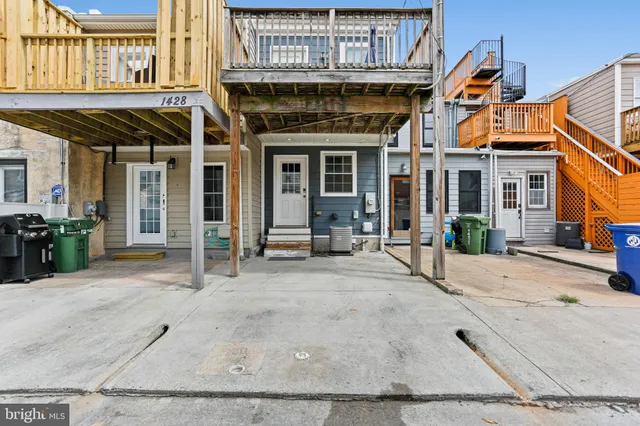 a view of a building with a book shelf