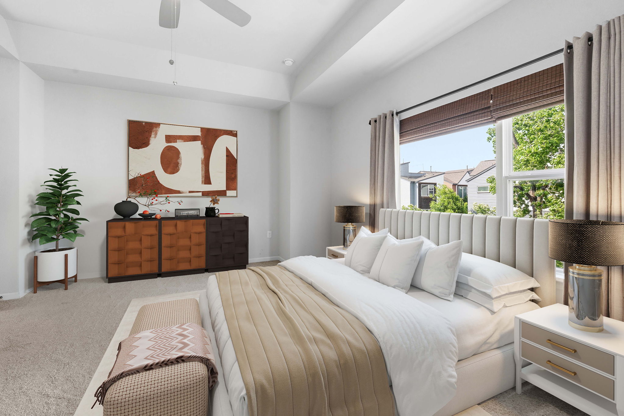 4409 Festival Path, Unit 26 Austin, TX 78741 - Photo 10 of 21 a bedroom with a bed and dresser with mirror