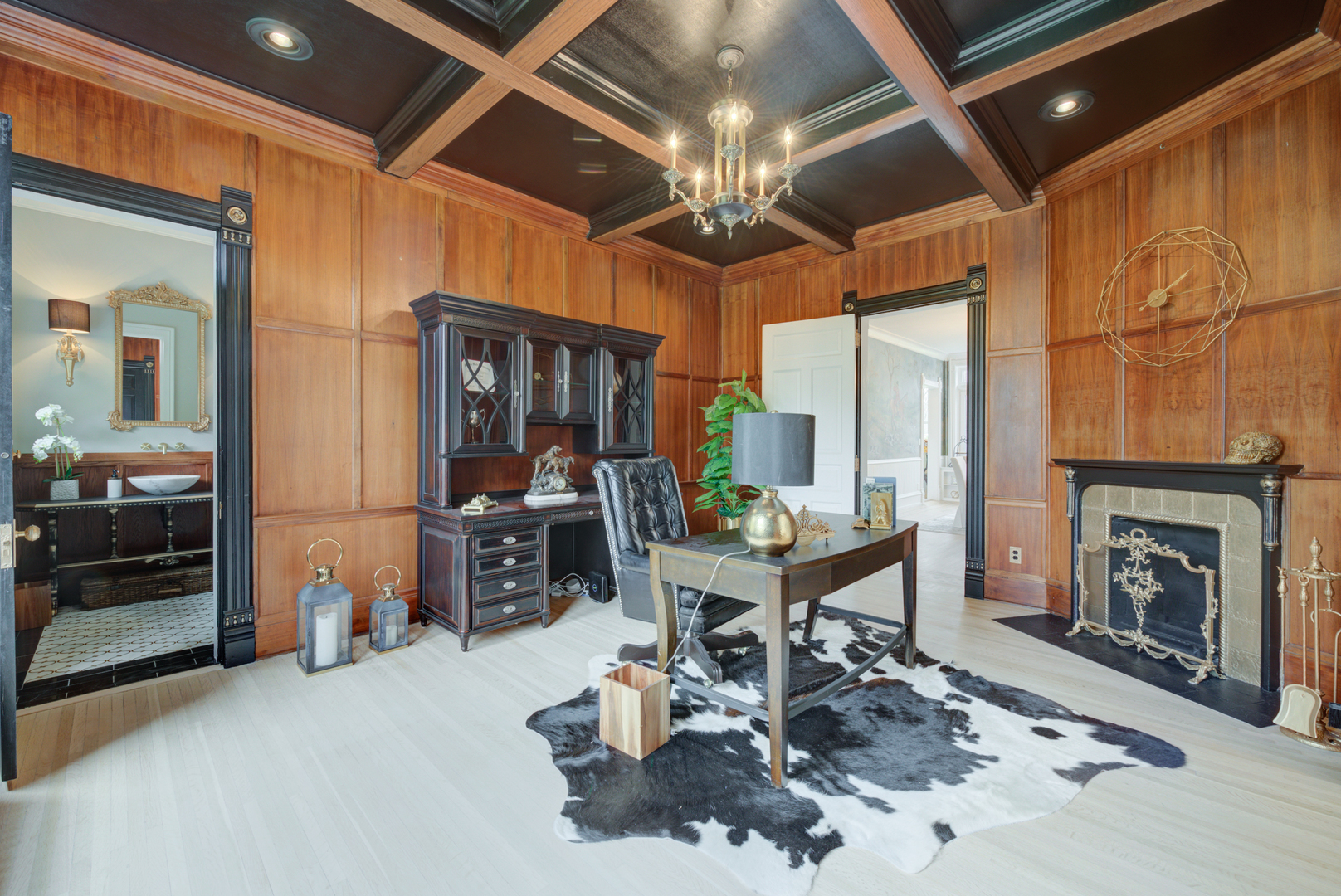 31W141 Army Trail Road Wayne, IL 60184 - Photo 15 of 63 a dining room with furniture a fireplace and chandelier