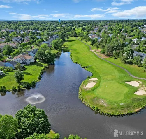 a view of a garden with a lake