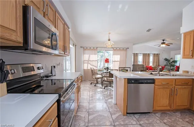 a kitchen with lots of counter top space