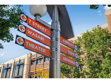 a street sign on a pole on a street