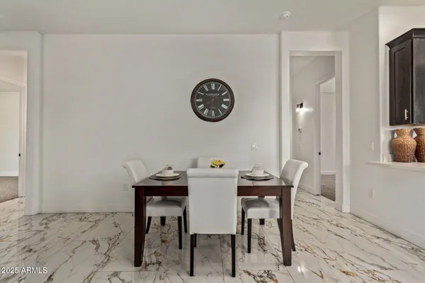 a view of a dining area with furniture