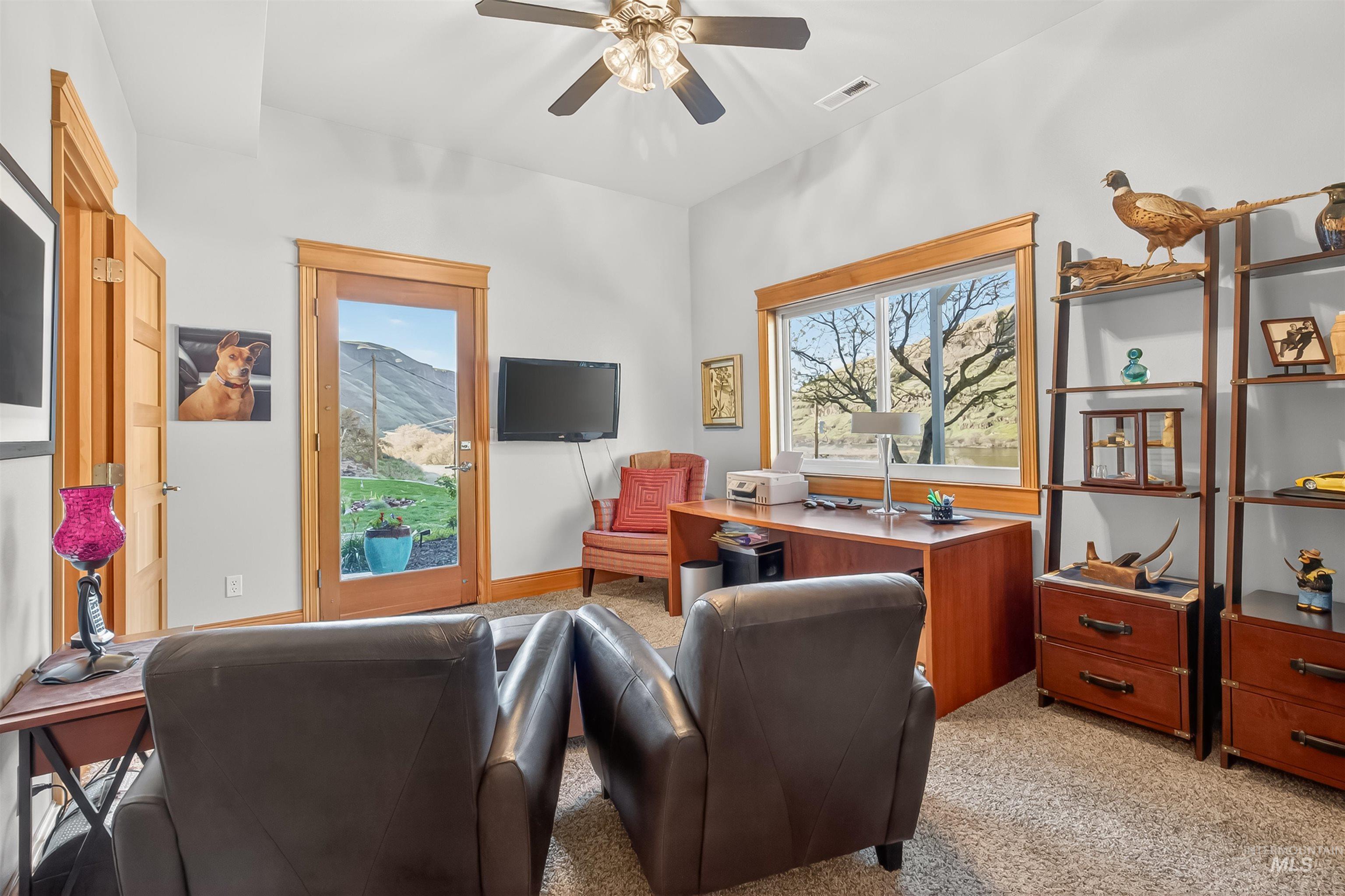 6382 Snake River Road Asotin, WA 99402 - Photo 24 of 34 Office space with ceiling fan and light colored carpet