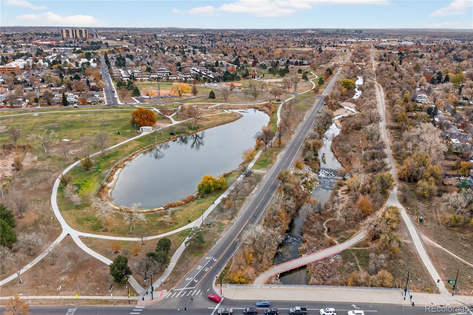 4910 East Missouri Avenue Denver, CO 80246 - Photo 40 of 42 an aerial view of a house with a swimming pool