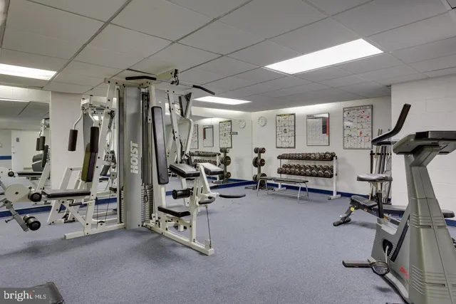 a view of a room with gym equipment