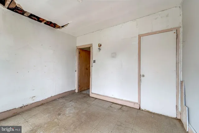 a view of a room with windows