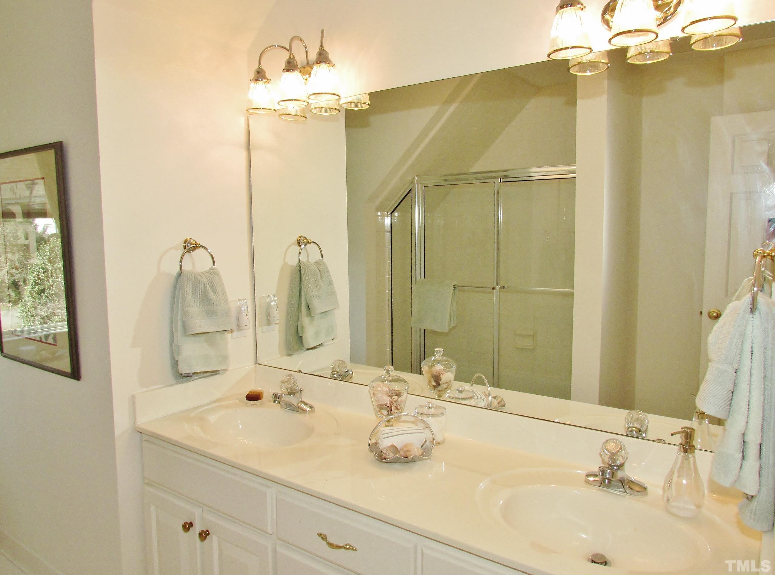 12001 Pembridge Lane Raleigh, NC 27613 - Photo 37 of 53 a bathroom with a sink vanity and mirror