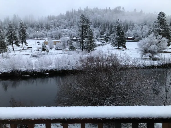 a front view of a house with patio