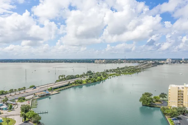a view of city from a balcony