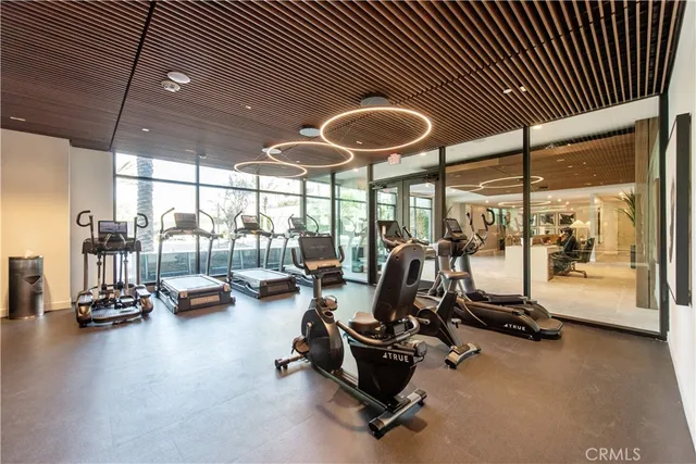 a view of a room with gym equipment