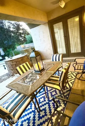 a view of an outdoor space with seating area