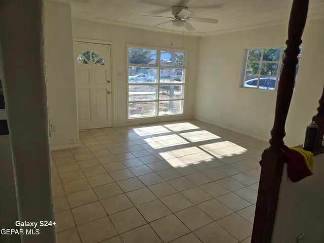 an empty room with windows