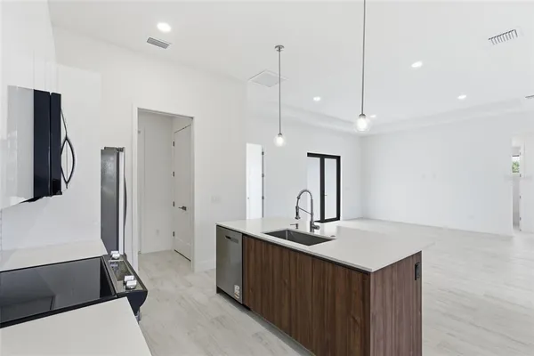 a view of a kitchen with a stove