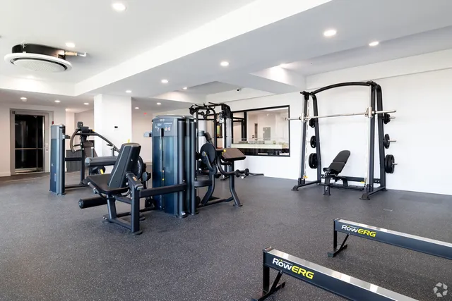 a view of a room with gym equipment