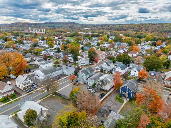 an aerial view of a city