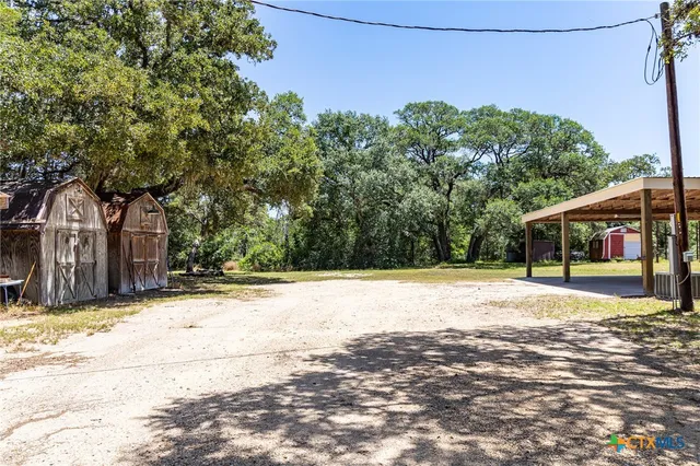 a view of a yard with a tree