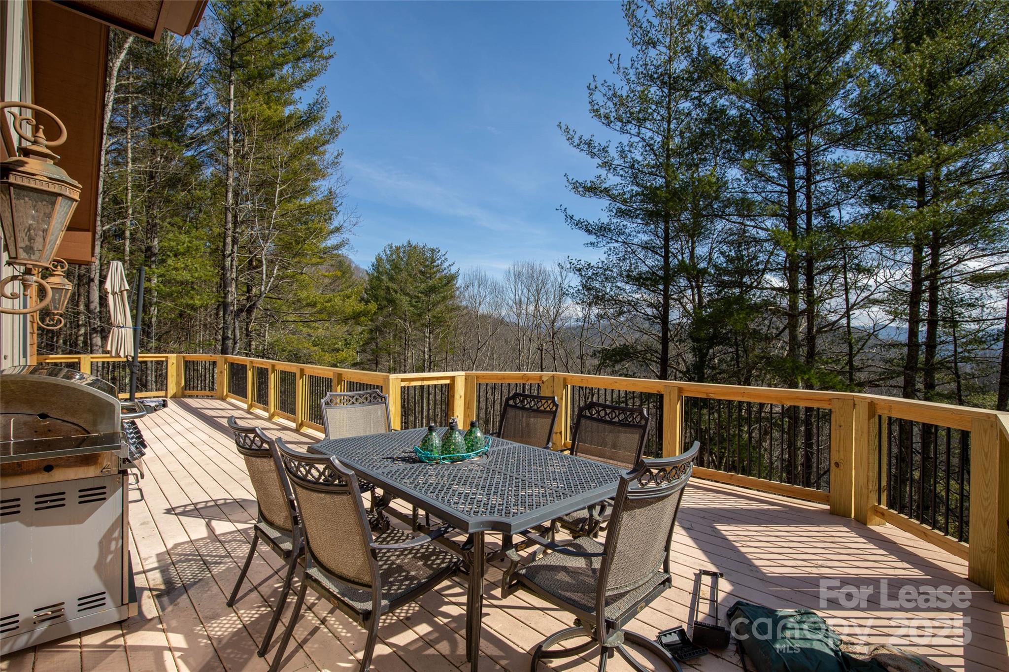 446 Windridge Drive Sugar Grove, NC 28679 - Photo 31 of 37 a view of a patio with table and chairs with wooden floor and fence