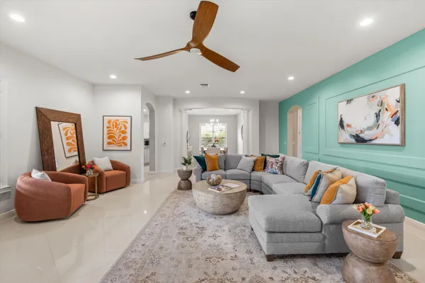 a living room with furniture