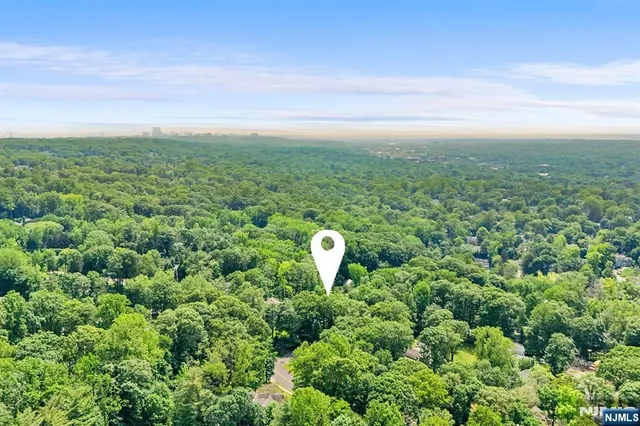 a view of a city and green space