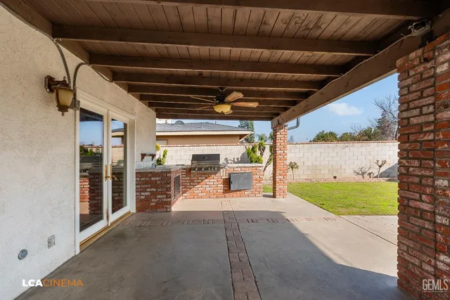 a view of a room with wooden walls