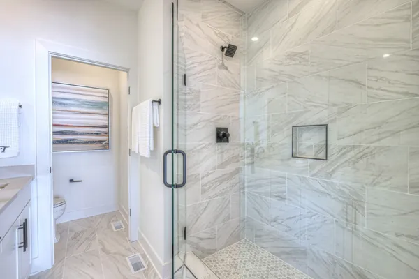 a bathroom with a shower