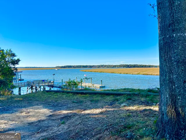 a view of a field with an ocean