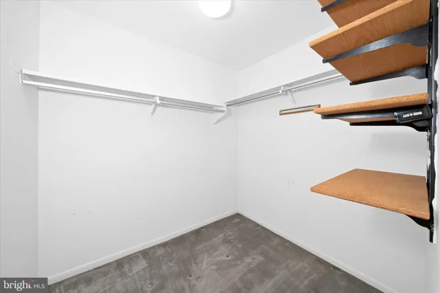 a view of small space with racks on the wall