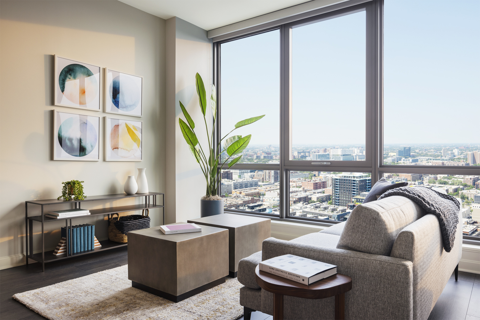 164 North Peoria Street, Unit 2801 Chicago, IL 60607 - Photo 4 of 16 a living room with furniture and a large window