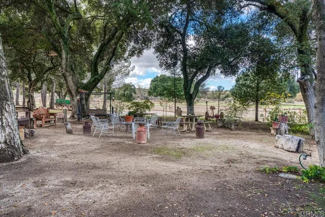 a view of a tables and chairs in patio