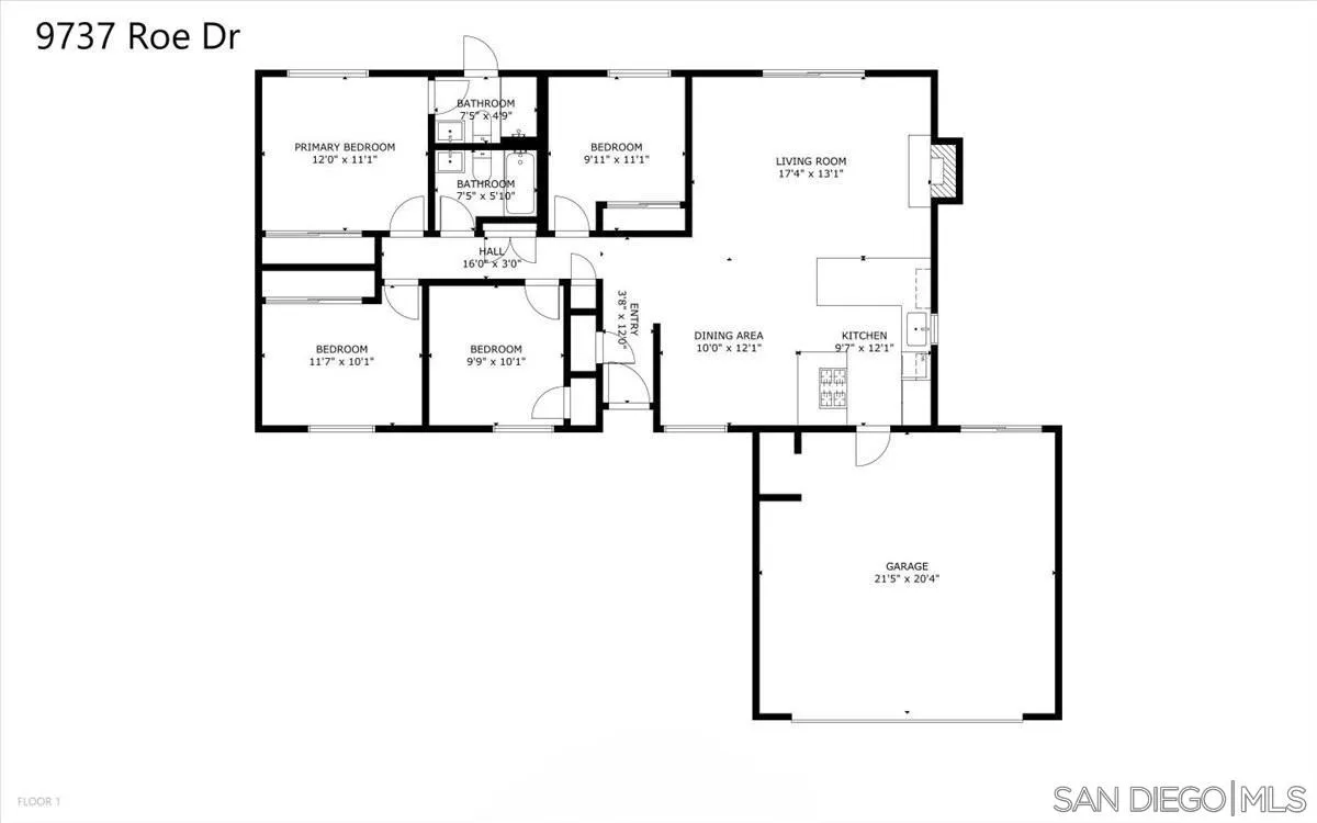 9737 Roe Drive Santee, CA 92071 - Photo 37 of 37 a picture of a floor plan
