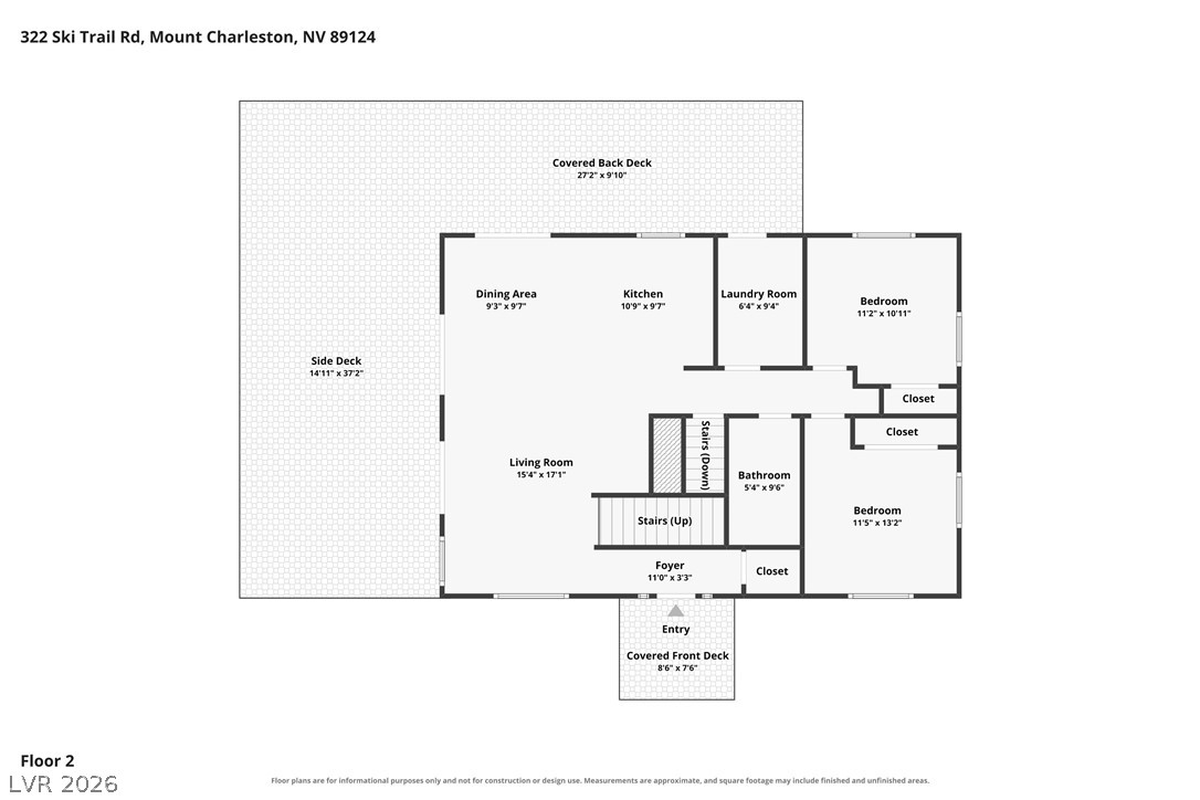 322 Ski Trail Road Mount Charleston, NV 89124 - Photo 56 of 58 A detailed layout illustrates the functional flow and spacious arrangement of the home's second level.