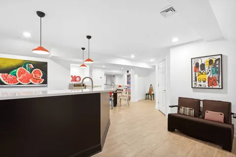 a view of a living room and dining room