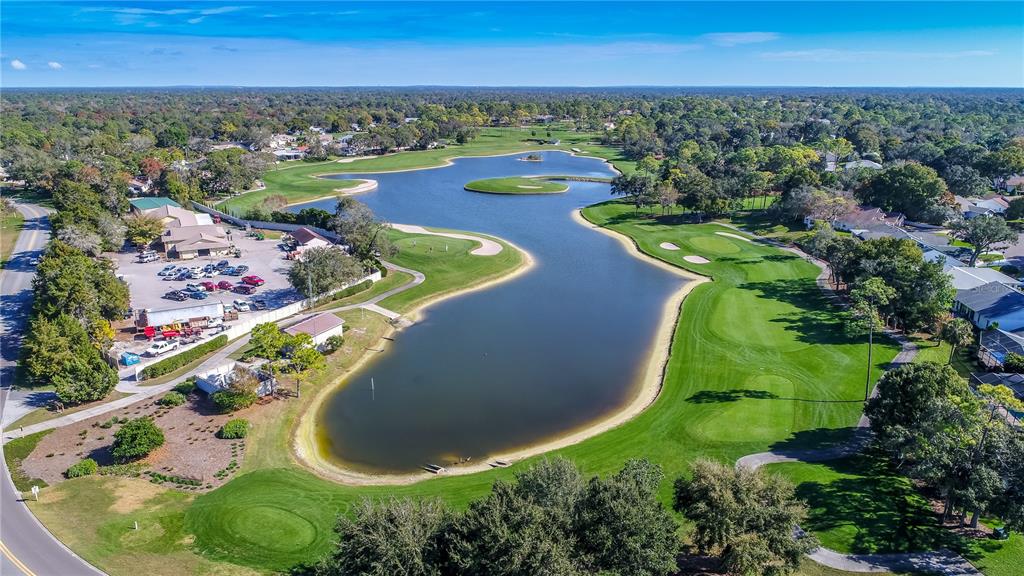 7443 Willowbrook Drive Spring Hill, FL 34606 - Photo 51 of 54 an aerial view of a house with a garden and lake view