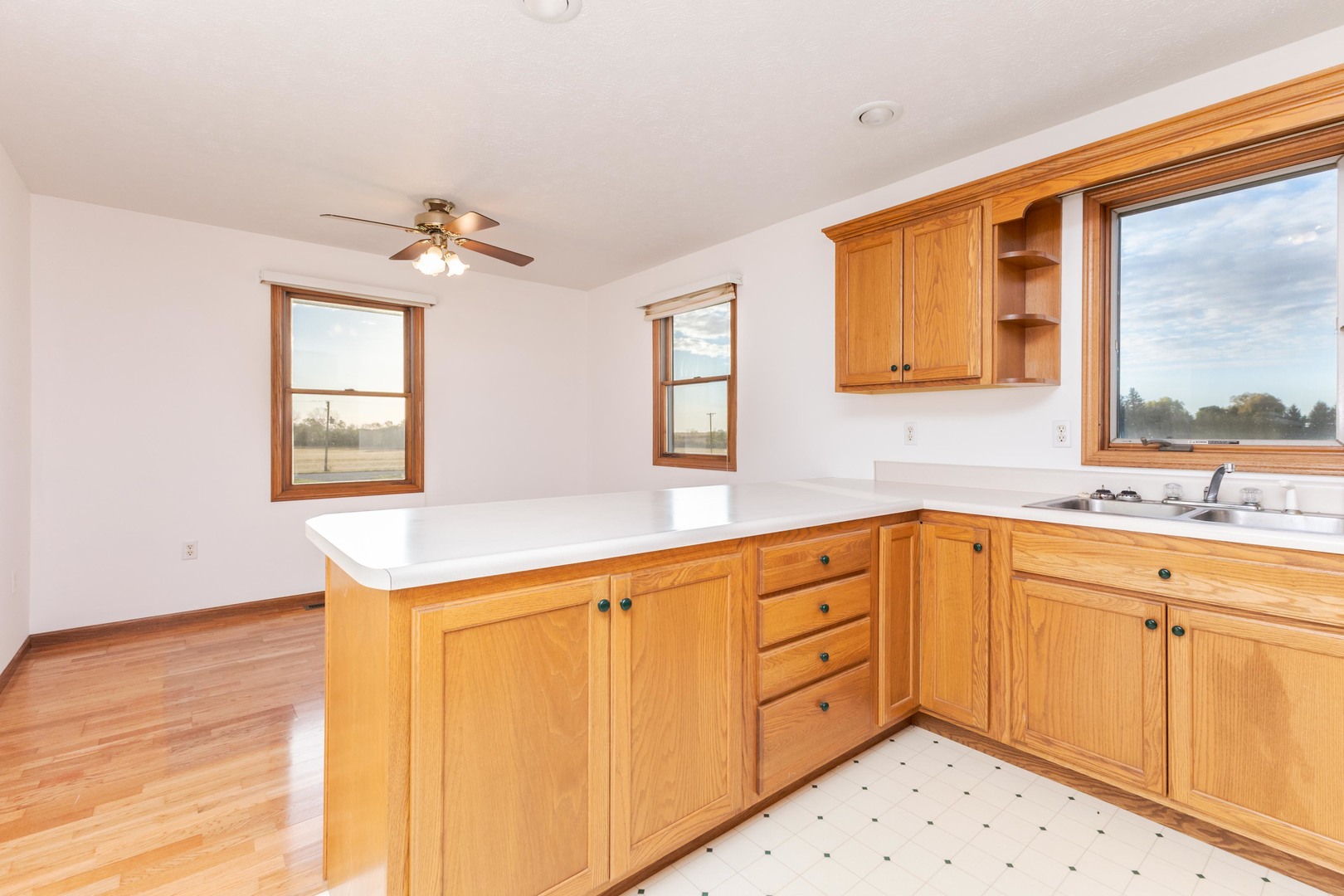 23601 North 1700 E Road Odell, IL 60460 - Photo 33 of 49 a kitchen with granite countertop cabinets a sink a window and stainless steel appliances