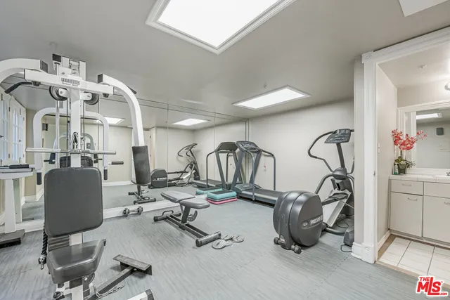 a view of a room with gym equipment