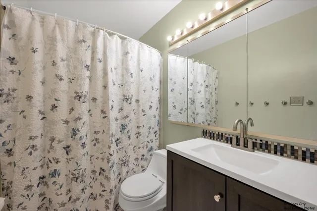 a bathroom with a sink a toilet and a shower