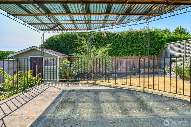 a view of backyard with green space