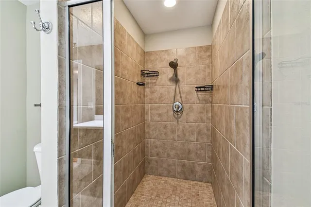 a view of a backyard with plants and a garden