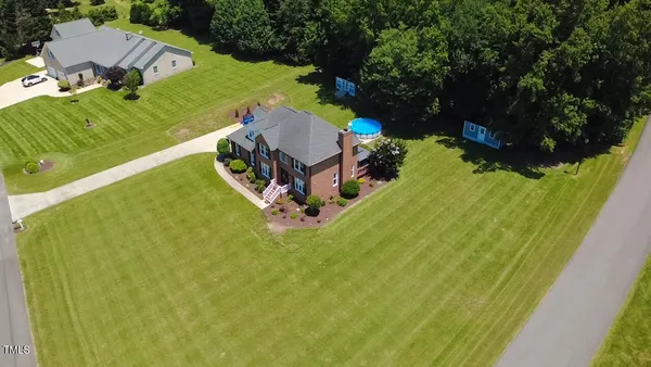 an aerial view of a house