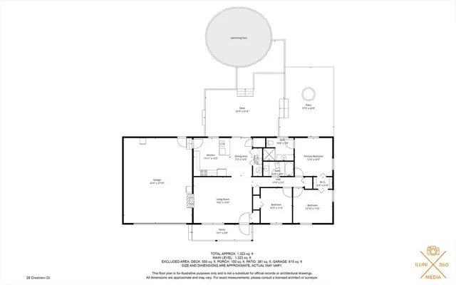 a picture of a room with a bench