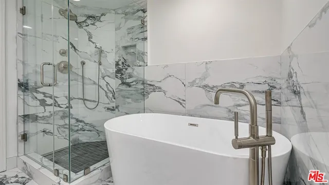 a bathroom with a bathtub