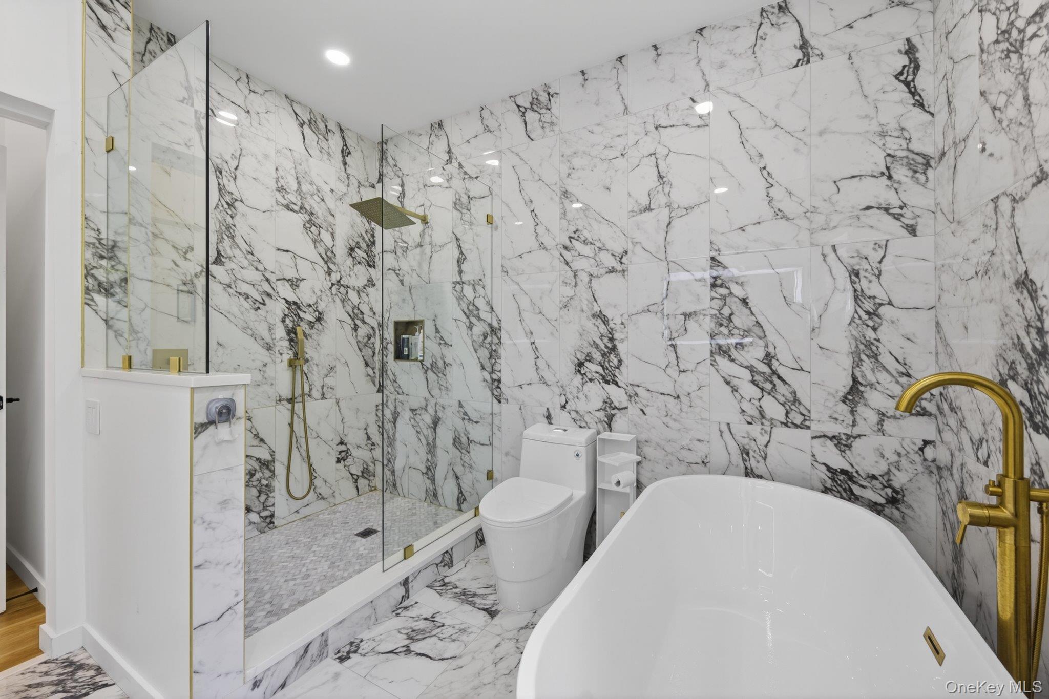 739 Old Post Road New Paltz, NY 12561 - Photo 27 of 47 A frameless glass shower enclosure with a rain shower head