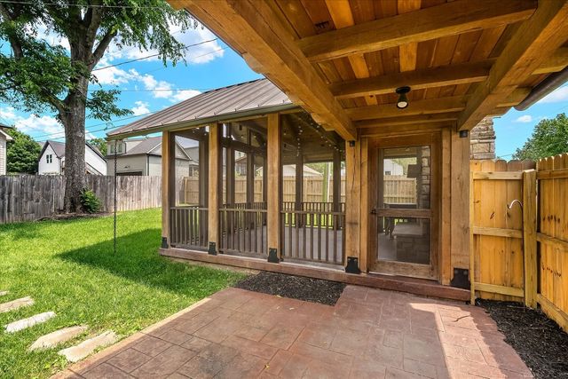 a view of a porch with a backyard